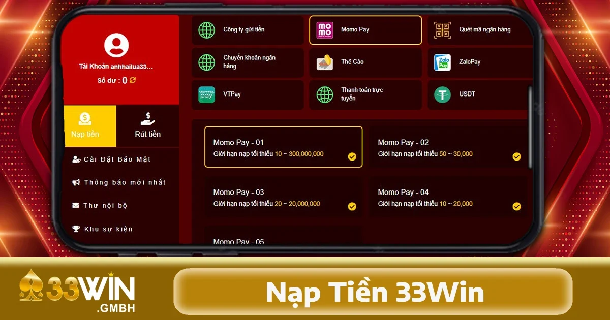 Nạp Tiền 33Win 2 Các phương thức thanh toán phổ biến khi nạp tiền 33Win